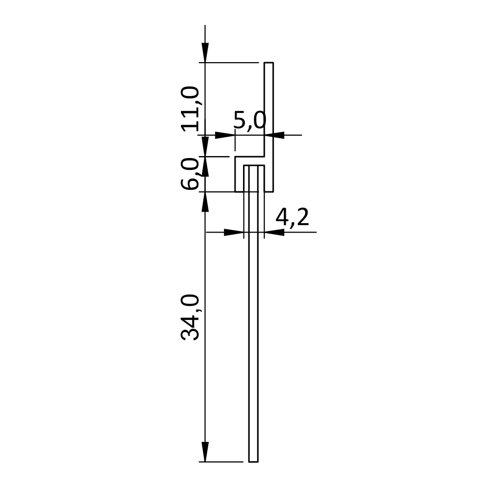 Tesniaca lišta s kefou 11 x 1000 mm, dĺžka vlasu 34 mm