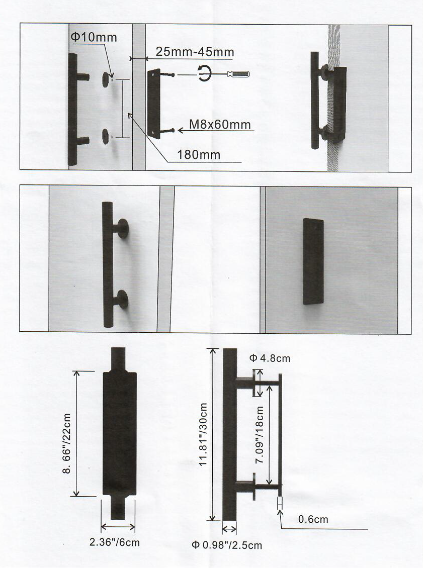 Kovové madlo pre SPD systém, ø 25 x 300 mm, rozteč 180 mm