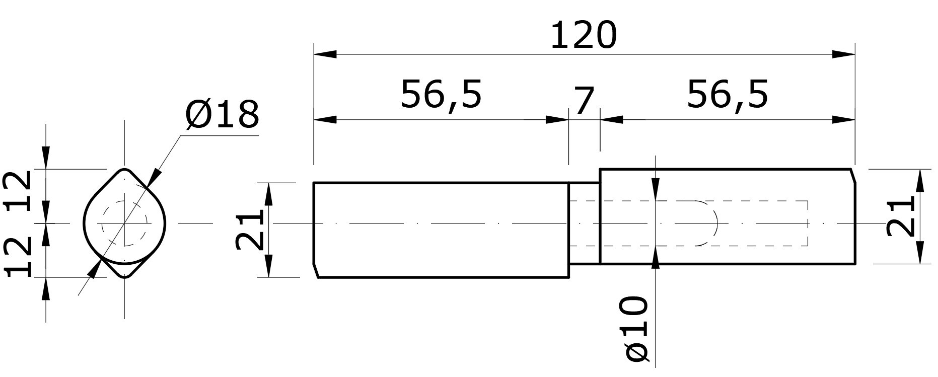 Pánt dvojdielny 120 x 18 mm s ložiskom, pozinkovaný tŕň