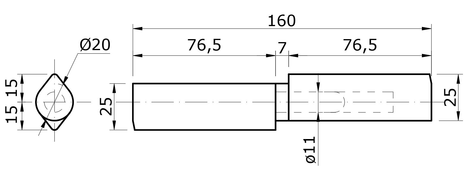 Pánt dvojdielny 160 x 20 mm s ložiskom, pozinkovaný tŕň