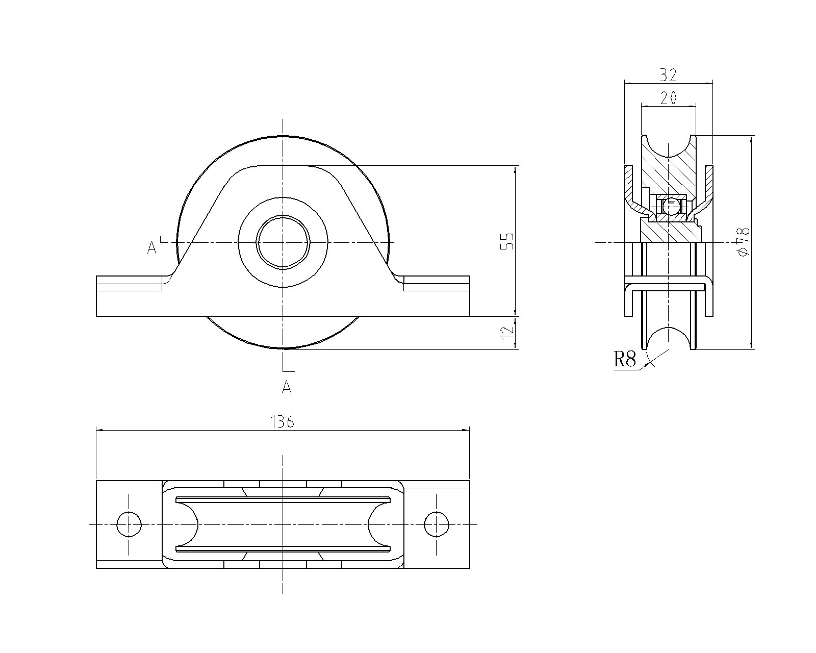 Vodiace koliesko ø 80 mm pre zapustenie do jokla