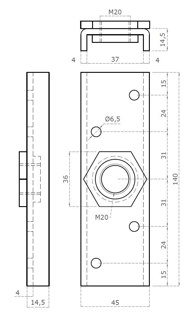 Lišta pre uchytenie vozíka C750G, C752G, lisovaná matica