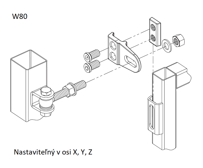 Záves M16 navárací, 180°, nastaviteľný 3D, pozinkovaný