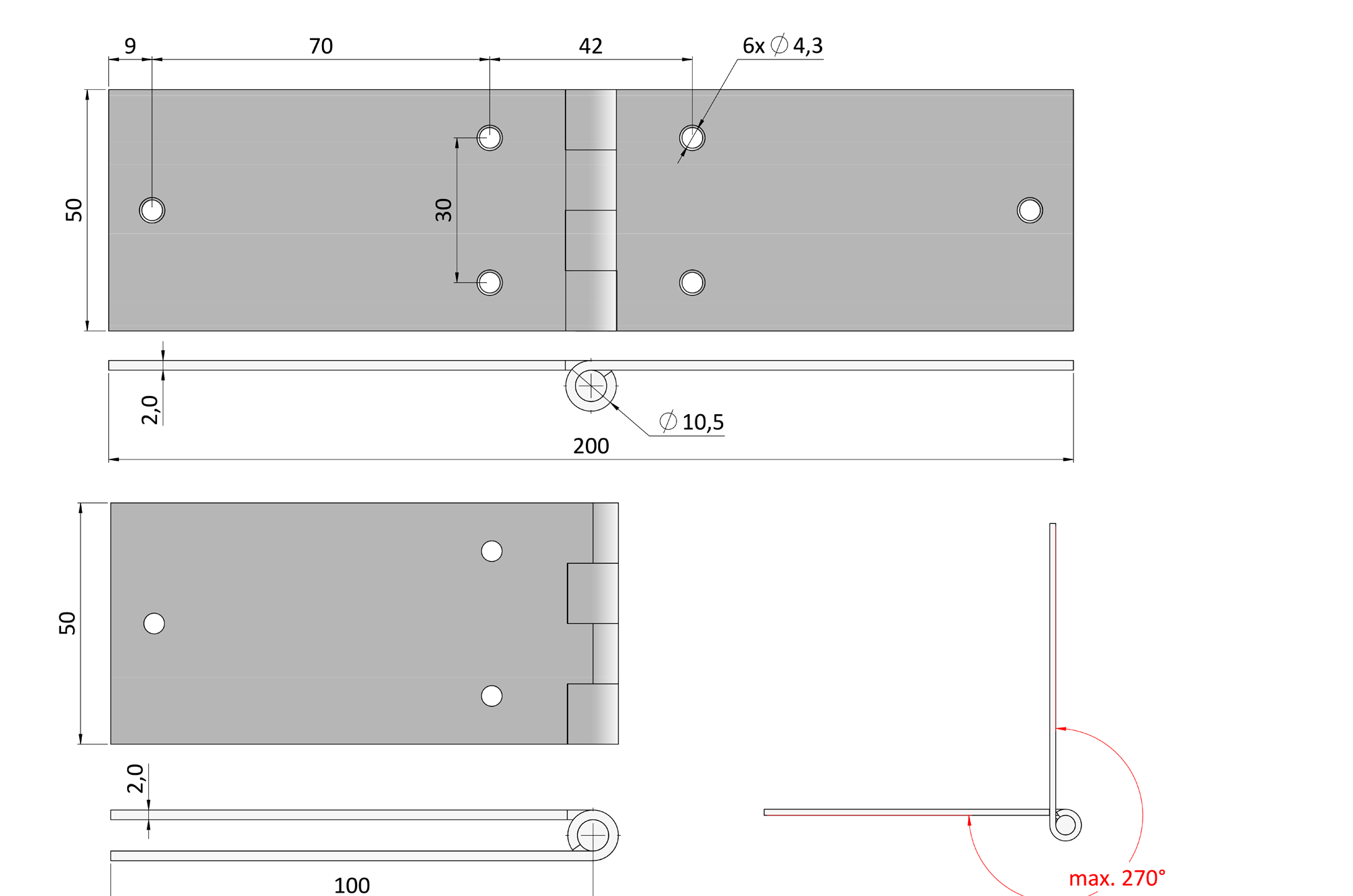 Záves pásový 200 x 50 mm, žltý zinok