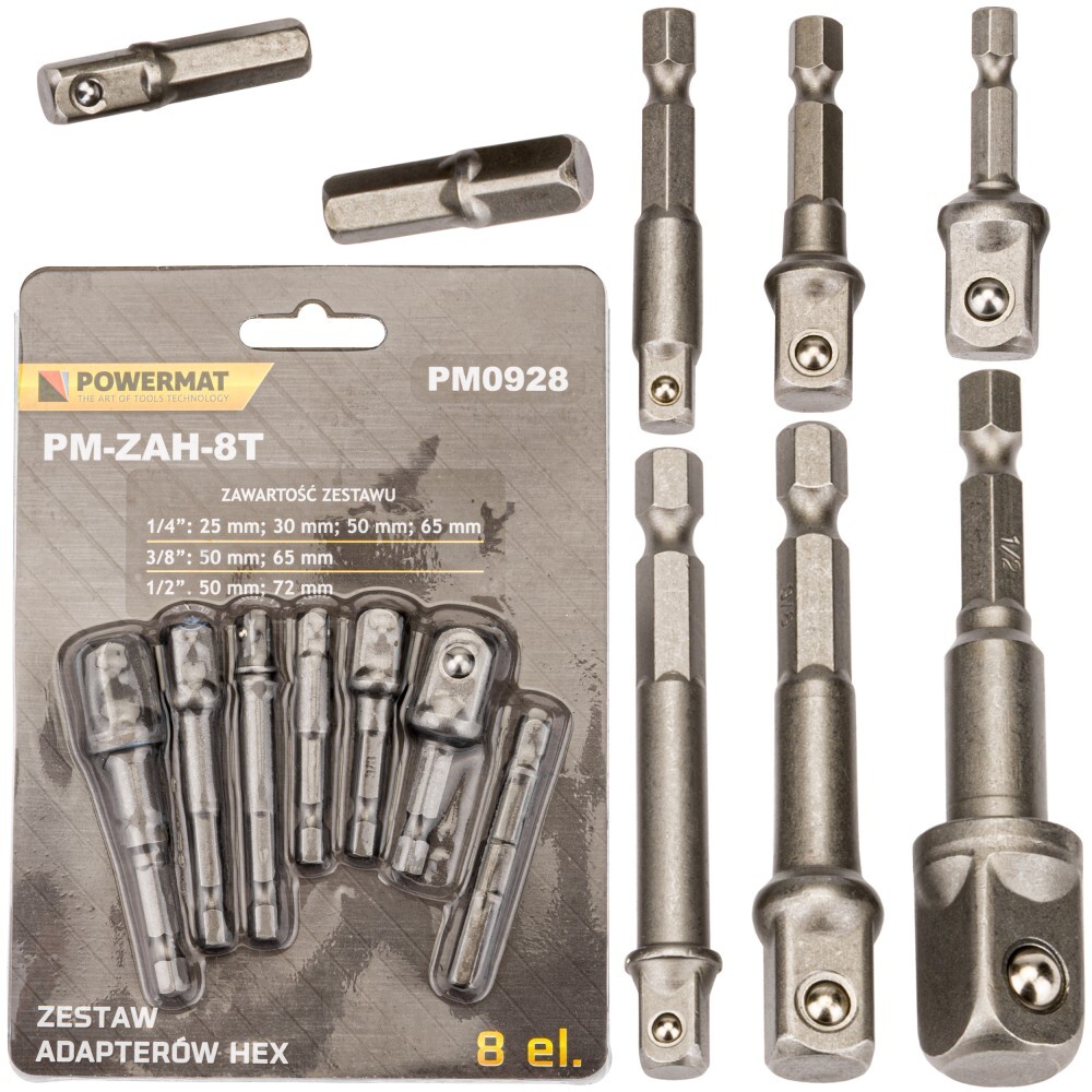 8 dielny blister - 1/4`, 3/8`, 1/2`