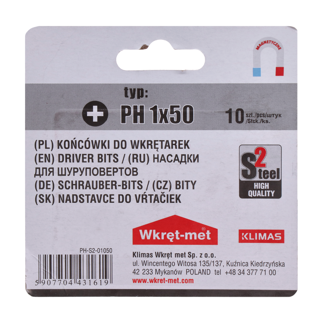 10 dielny blister bitov PH1, L = 50 mm