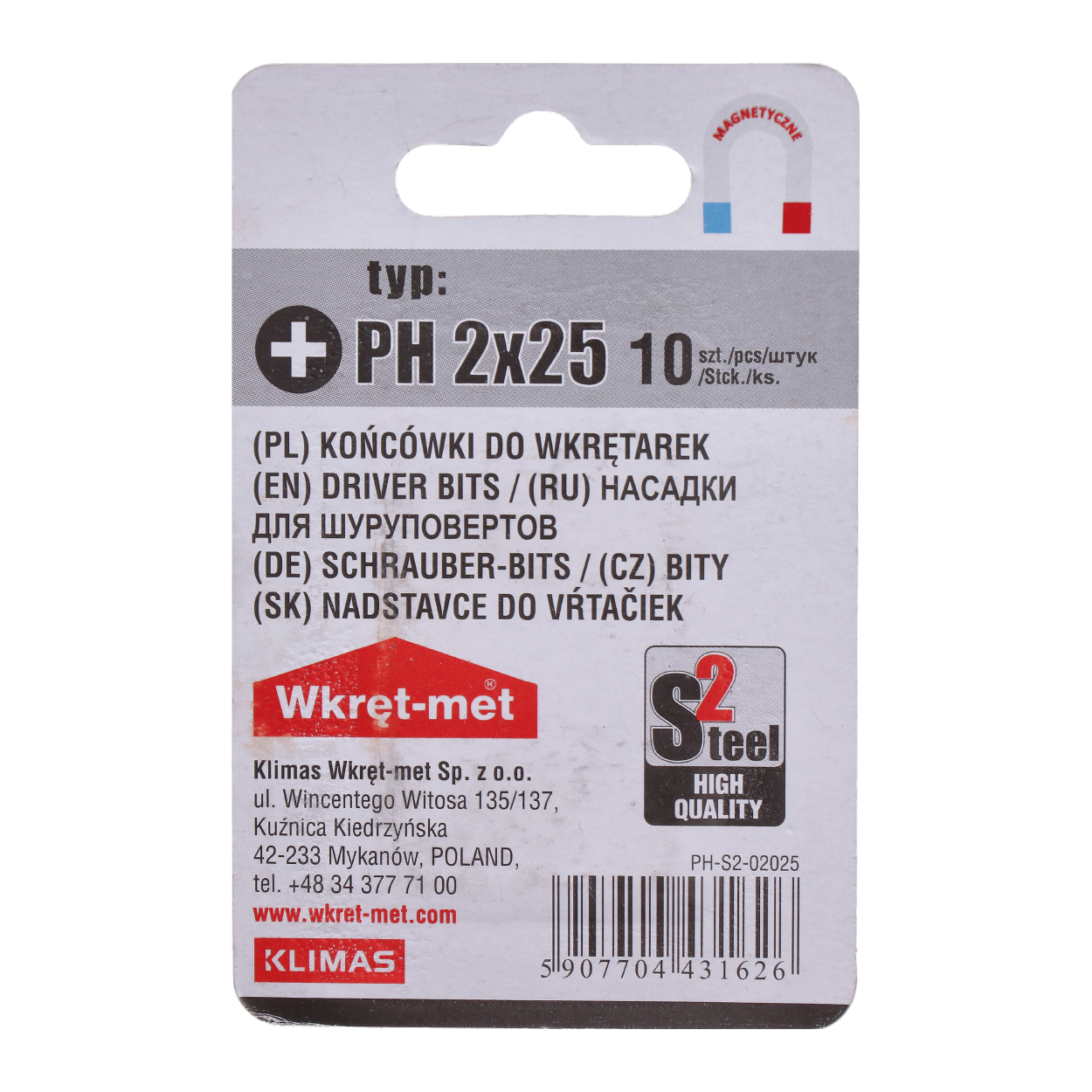 10 dielny blister bitov PH2, L = 25 mm