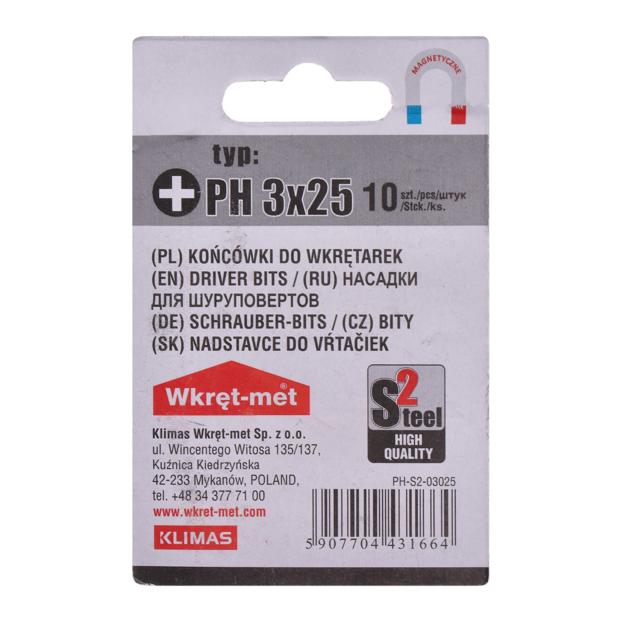 10 dielny blister bitov PH3, L = 25 mm
