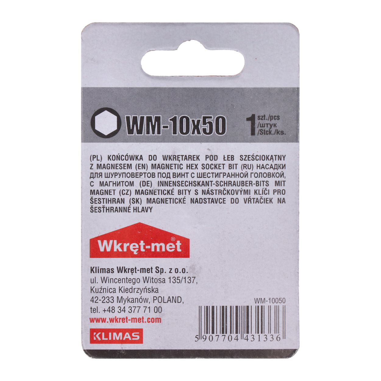 1 dielny blister s bitom SW 10, L = 50 mm