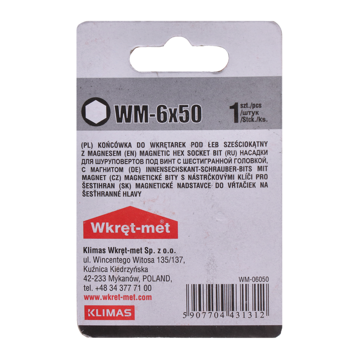 1 dielny blister s bitom SW 6, L = 50 mm
