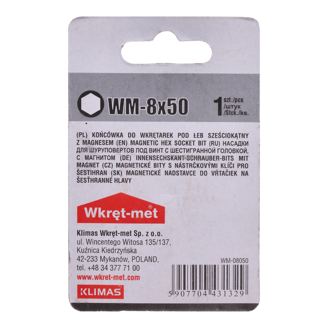1 dielny blister s bitom SW 8, L = 50 mm