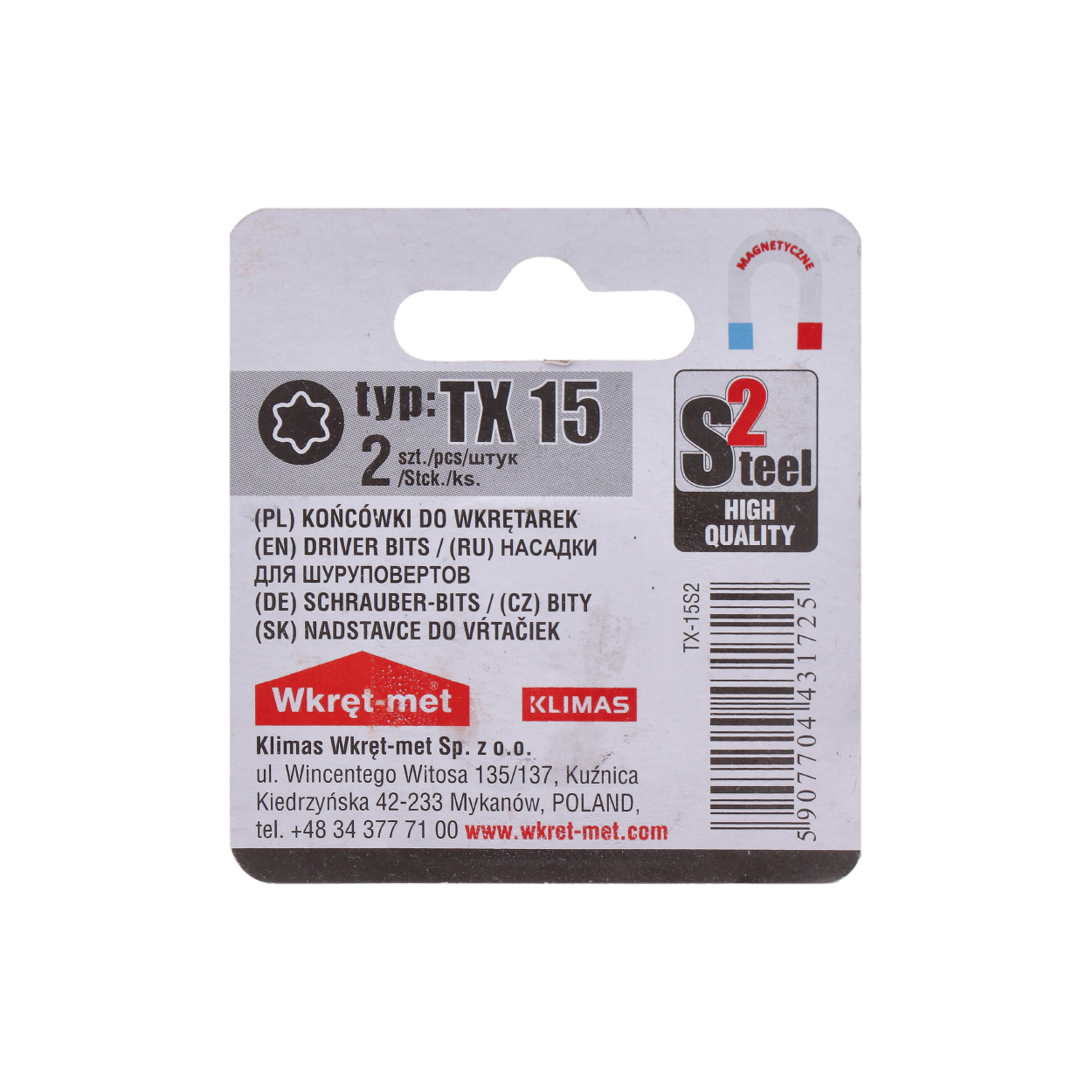 2 dielny blister bitov TX-15, L = 25 mm