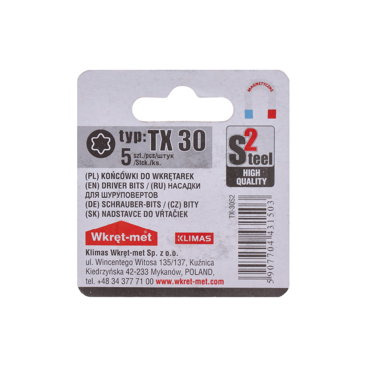 5 dielny blister bitov TX-30, L = 25 mm