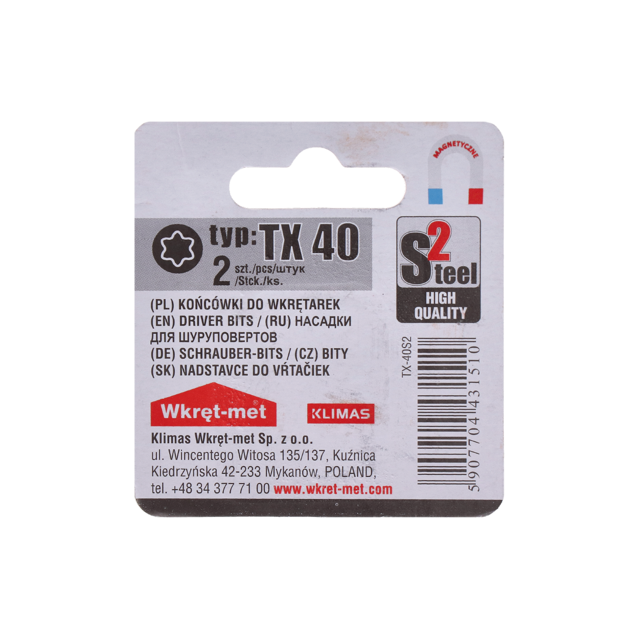 2 dielny blister bitov TX-40, L = 25 mm