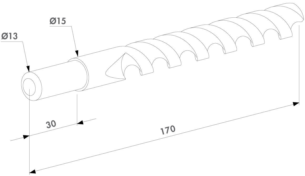 HSS vrták ø 15 x 170 mm, valcová stopka ø 13 mm