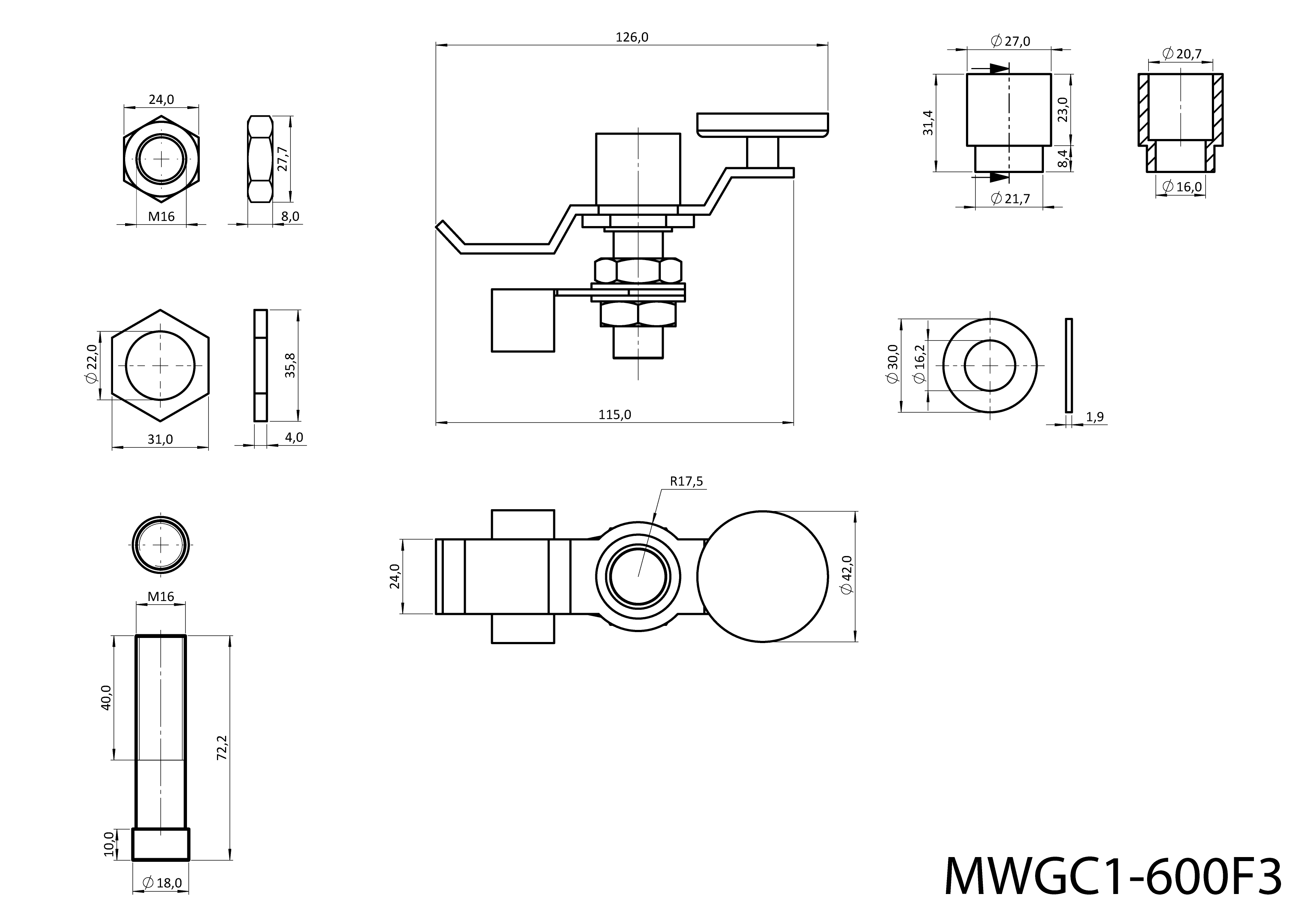 Magneticka zemniaca svorka, 600 A, 60 kg, neodymový