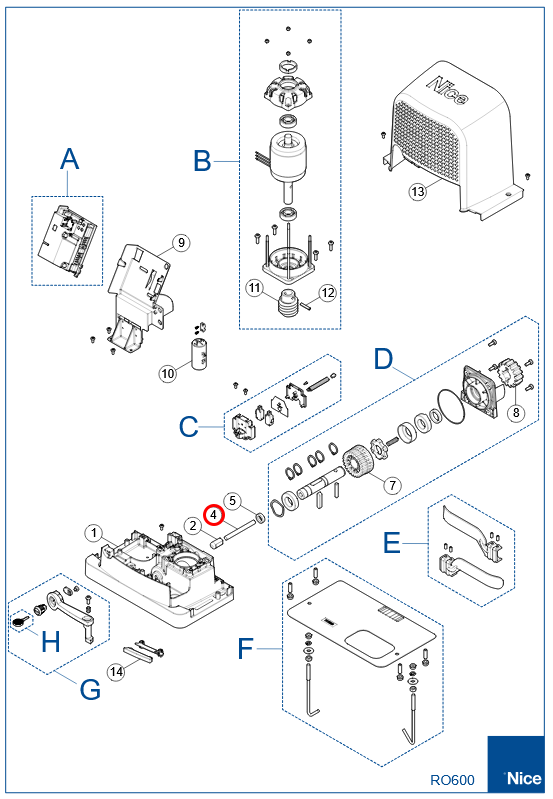 PD2189A0001 Hriadeľ odblokovacia RO600, RBS
