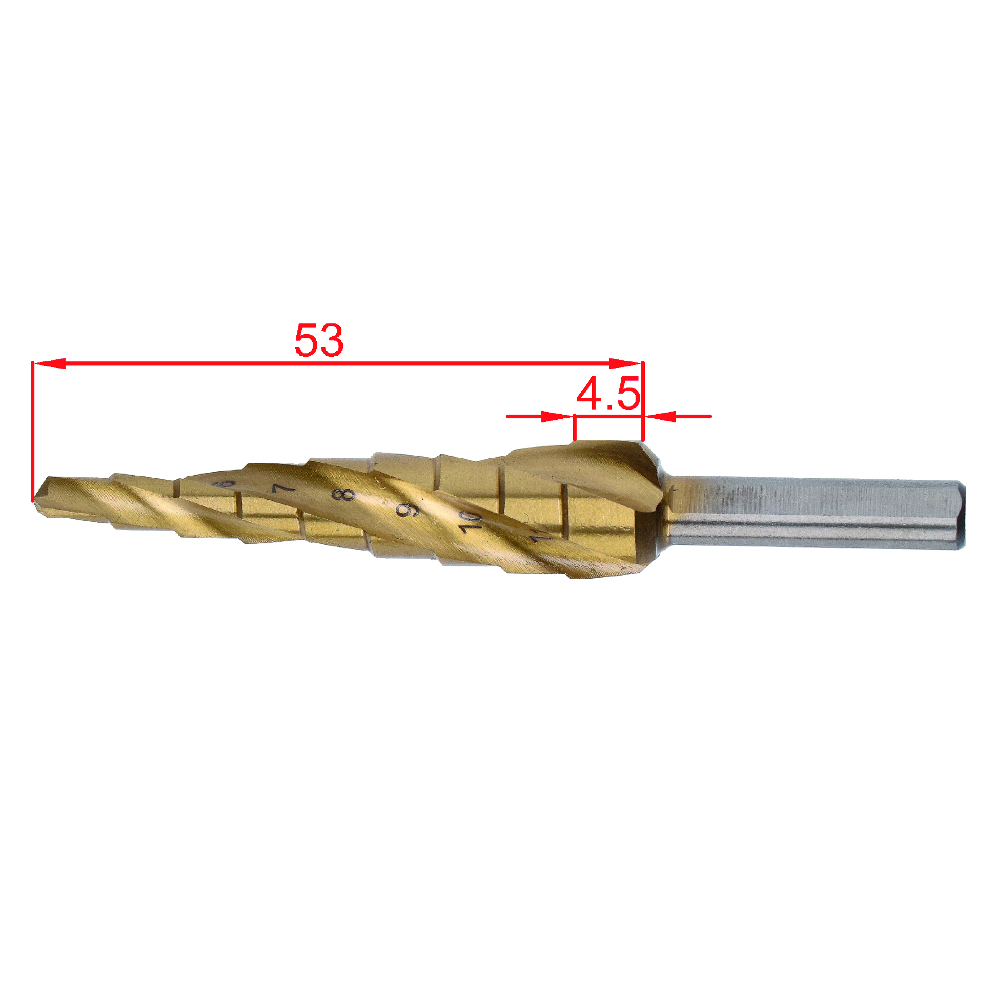 Stupňovitý kužeľový vrták HSS M35 TiN 4-12 mm