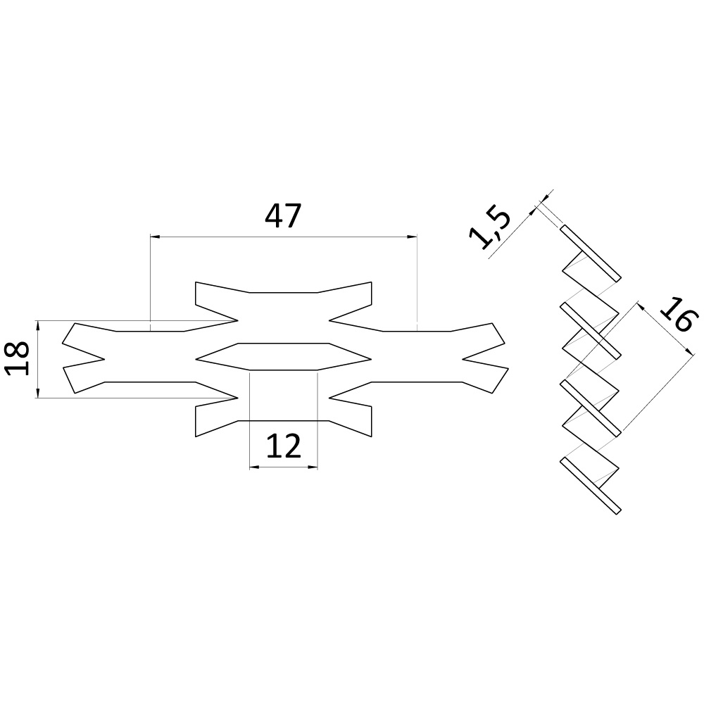 Ťahokov Fe, 1500 x 1000 x 1,5 mm, oko 47 x 18 mm
