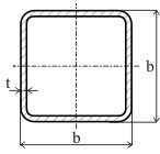 Uzavretý profil 30 x 30 x 2,5 x 3000 mm, čierny S235, hladký