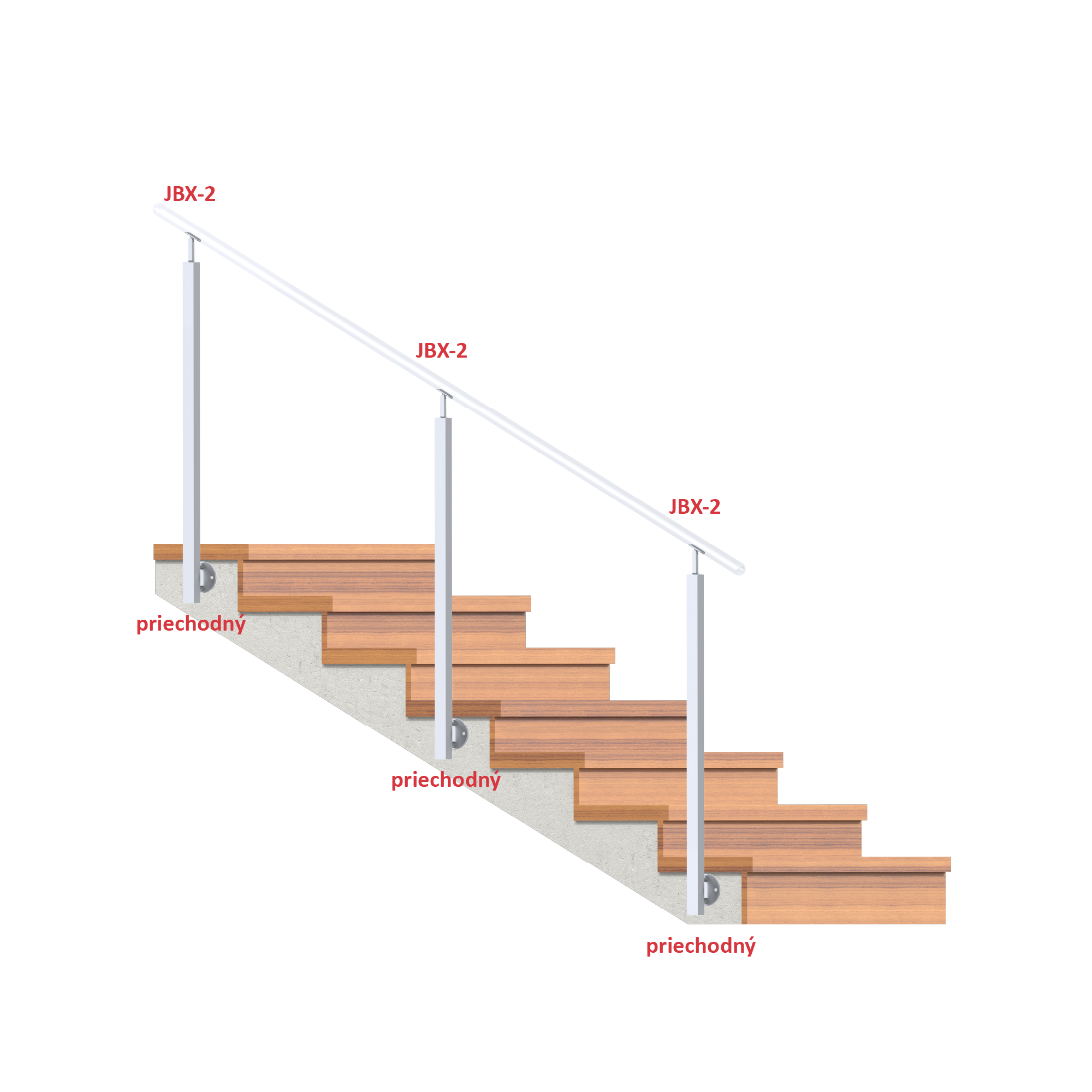 Nerezový stĺp, bočné kotvenie, bez výplne Rozmer A 960
