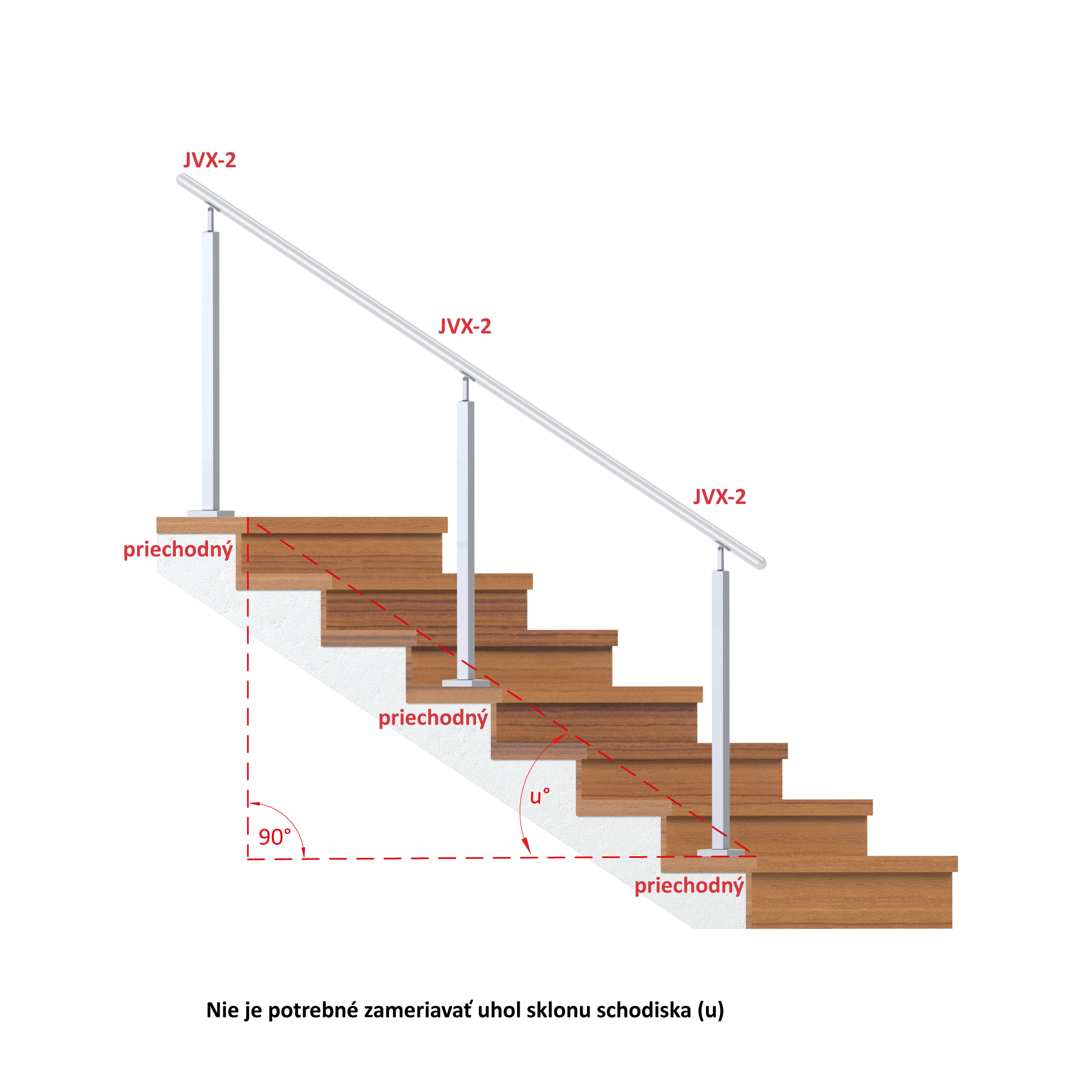 Nerezový stĺp, vrchné kotvenie, bez výplne Rozmer A 990