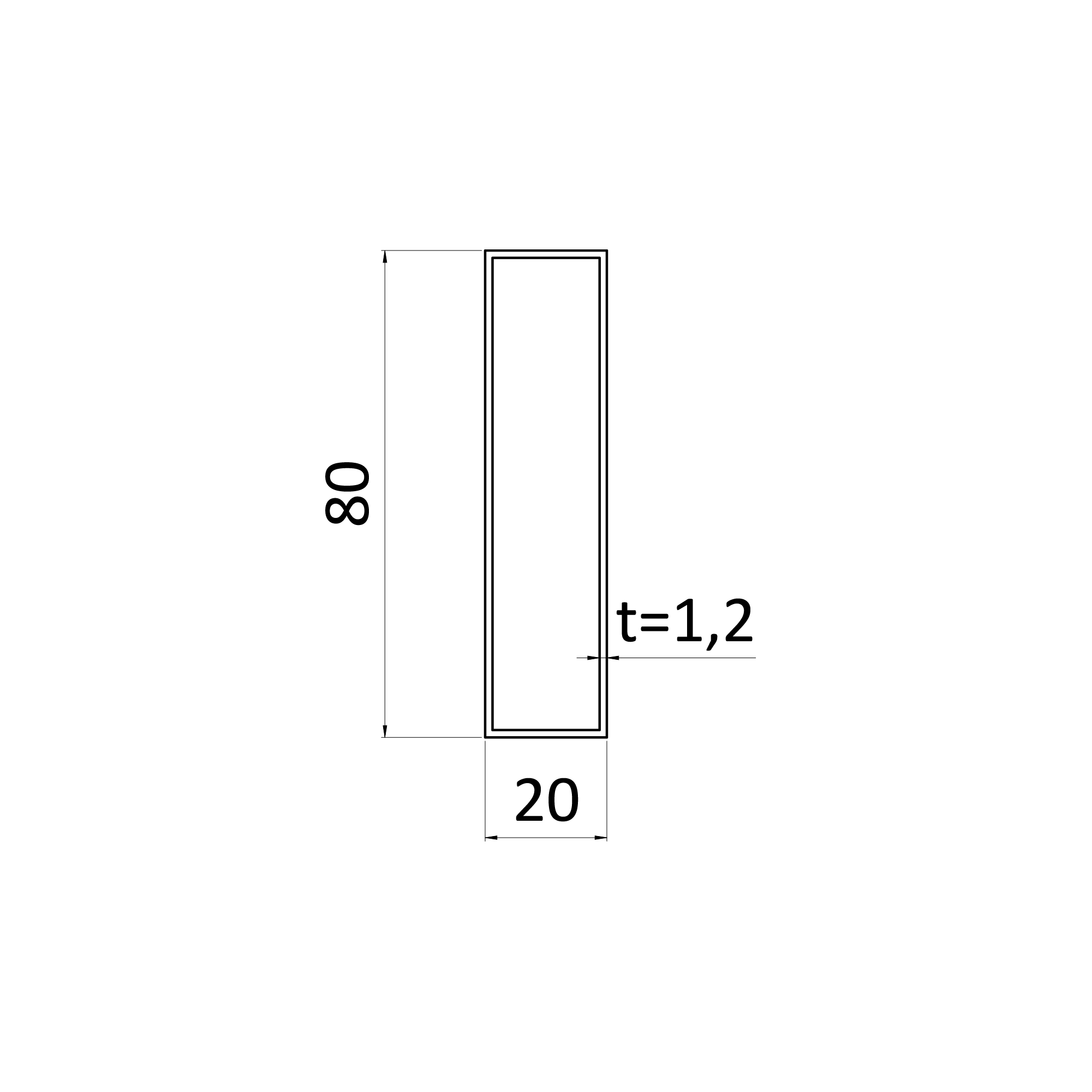 Poškodený profil 80 x 20 x 1,2 x 6000 mm, pozink, hladký