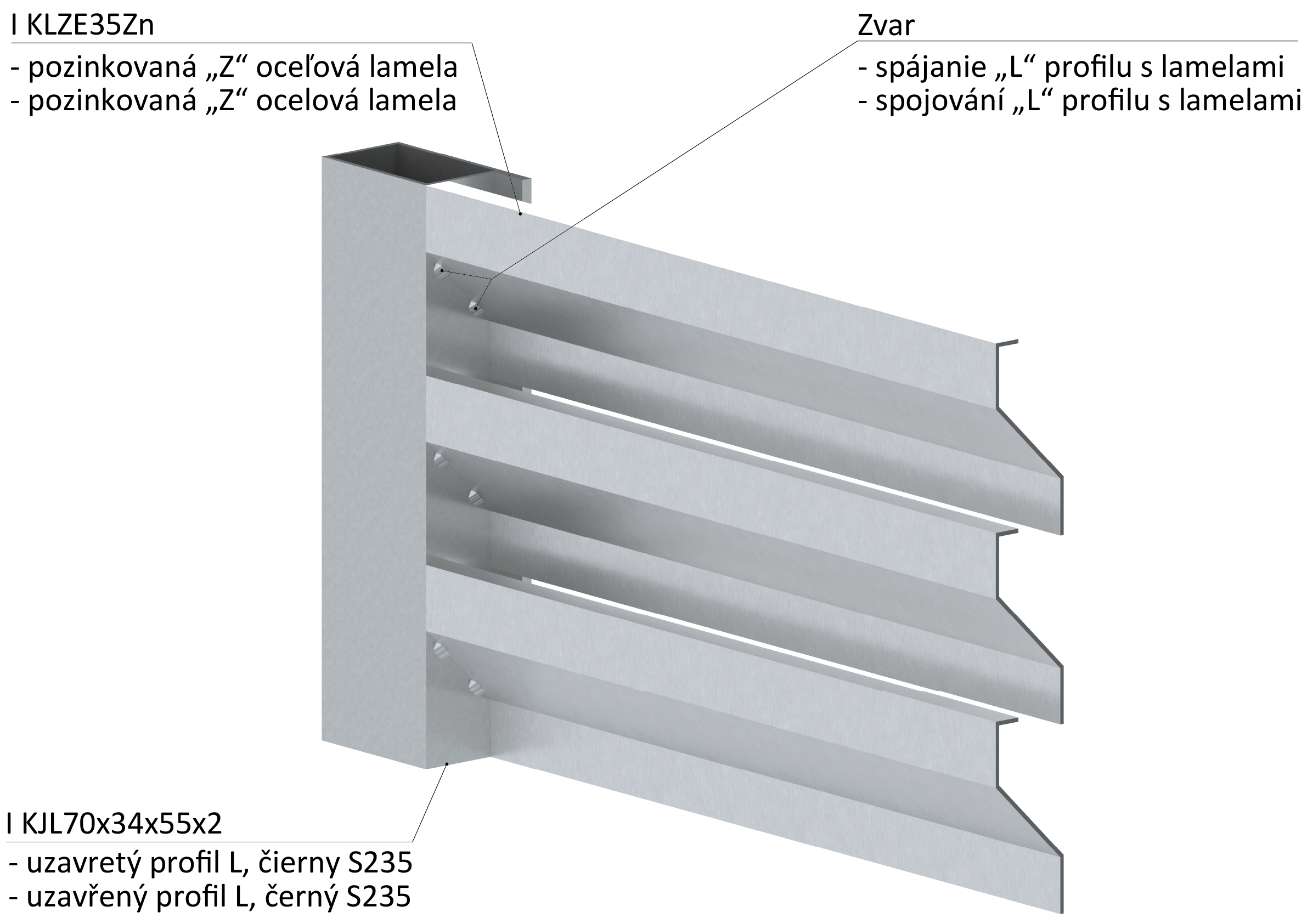 Z-profil lamela 23 x 40 x 20 x 1,5 x 3000 mm, pozink
