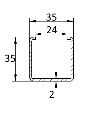 U-profil krycí 35 x 35 x 2 x 6000 mm, žiarovo zinkovaný