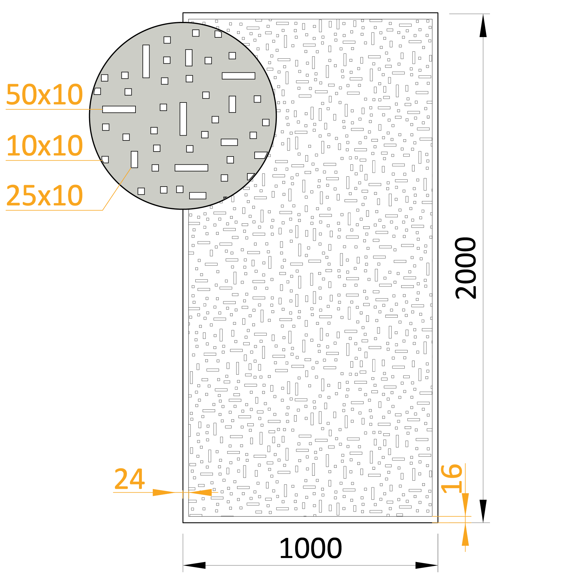 Dierovaný plech Zn 1000 x 2000 x 1,5 mm, štvorcové otvory