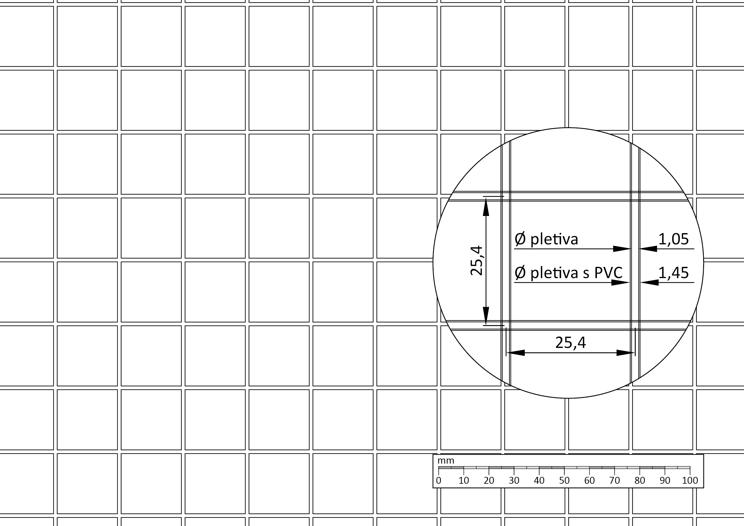 Zvárané pletené sito 1 x 25 m, zelený PVC obal ø 1,05 mm