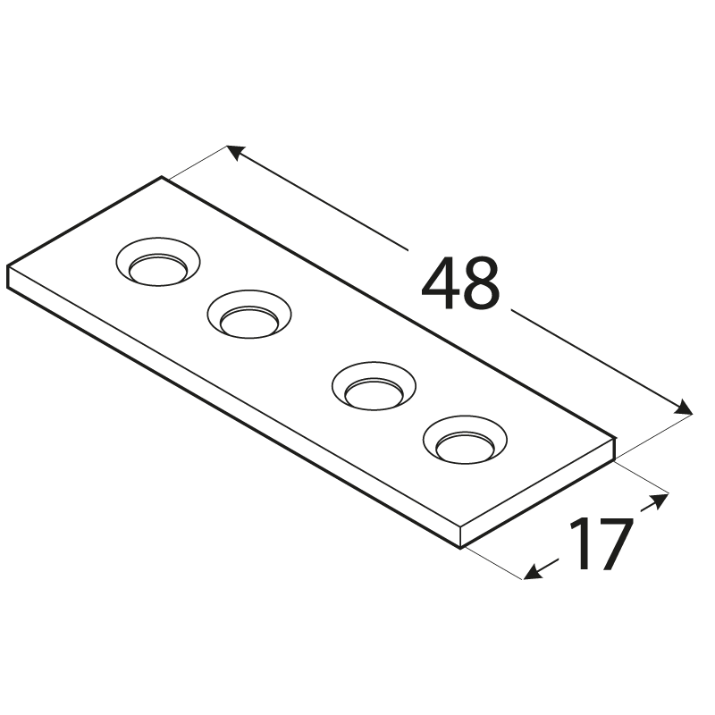 Plochá spojka 48 x 14 x 1,5 mm, pozink, diery ø 4,5 mm