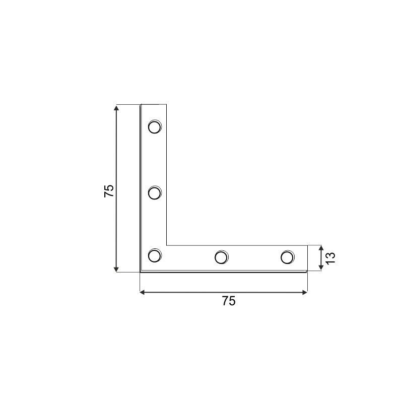 Rohovník 75 x 75 x 12 x 2 mm, pozink, otvory ø 4 mm