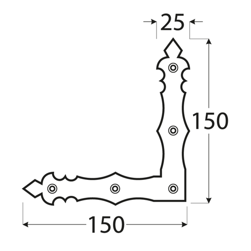 Dekoratívny rohovník 150 x 150 x 25 x 2,5 mm, čierny