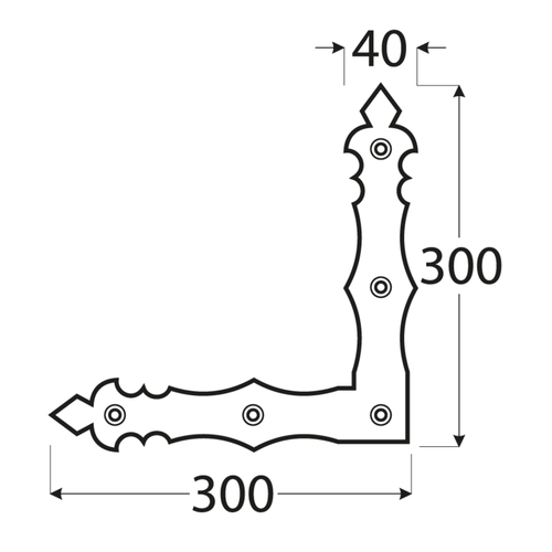 Dekoratívny rohovník 300 x 300 x 40 x 4 mm, čierny