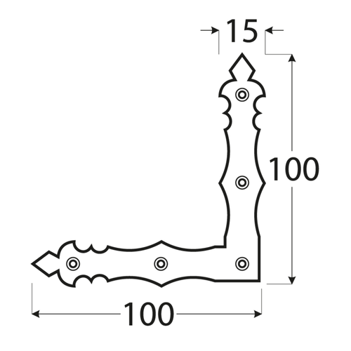 Dekoratívny rohovník 100 x 100 x 15 x 2 mm, čierny