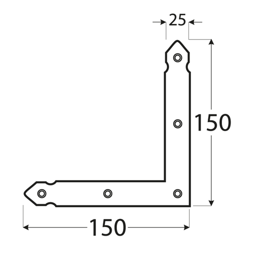 Dekoratívny rohovník 150 x 150 x 25 x 2,5 mm, čierny