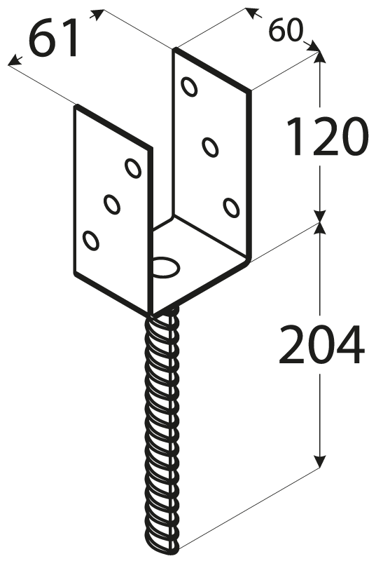 Pätka stĺpika U 61 x 120 x 324 x 4 mm, žiarový pozink