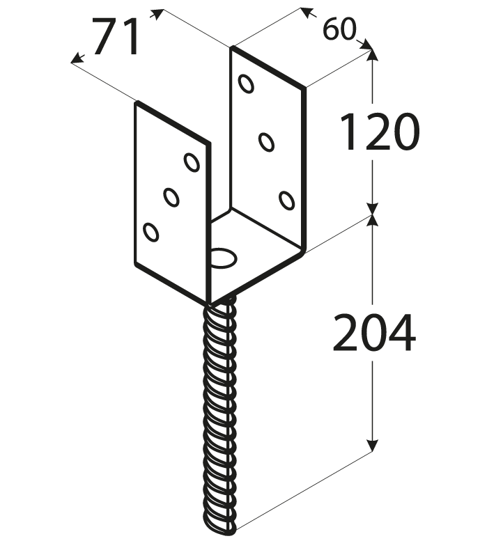 DOPREDAJ pätka stĺpika U 71 x 120 x 324 x 4 mm, pozink