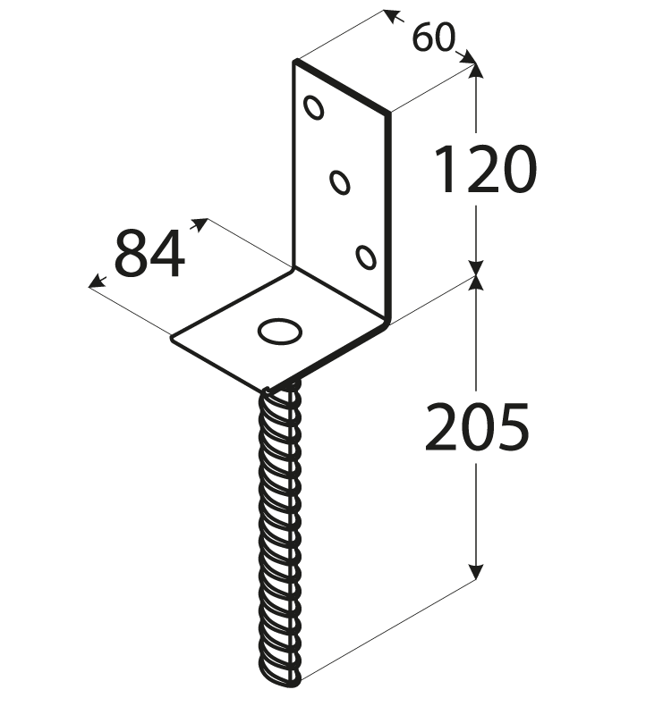 Pätka stĺpika L 84 x 130 x 324 x 5 mm, pozink