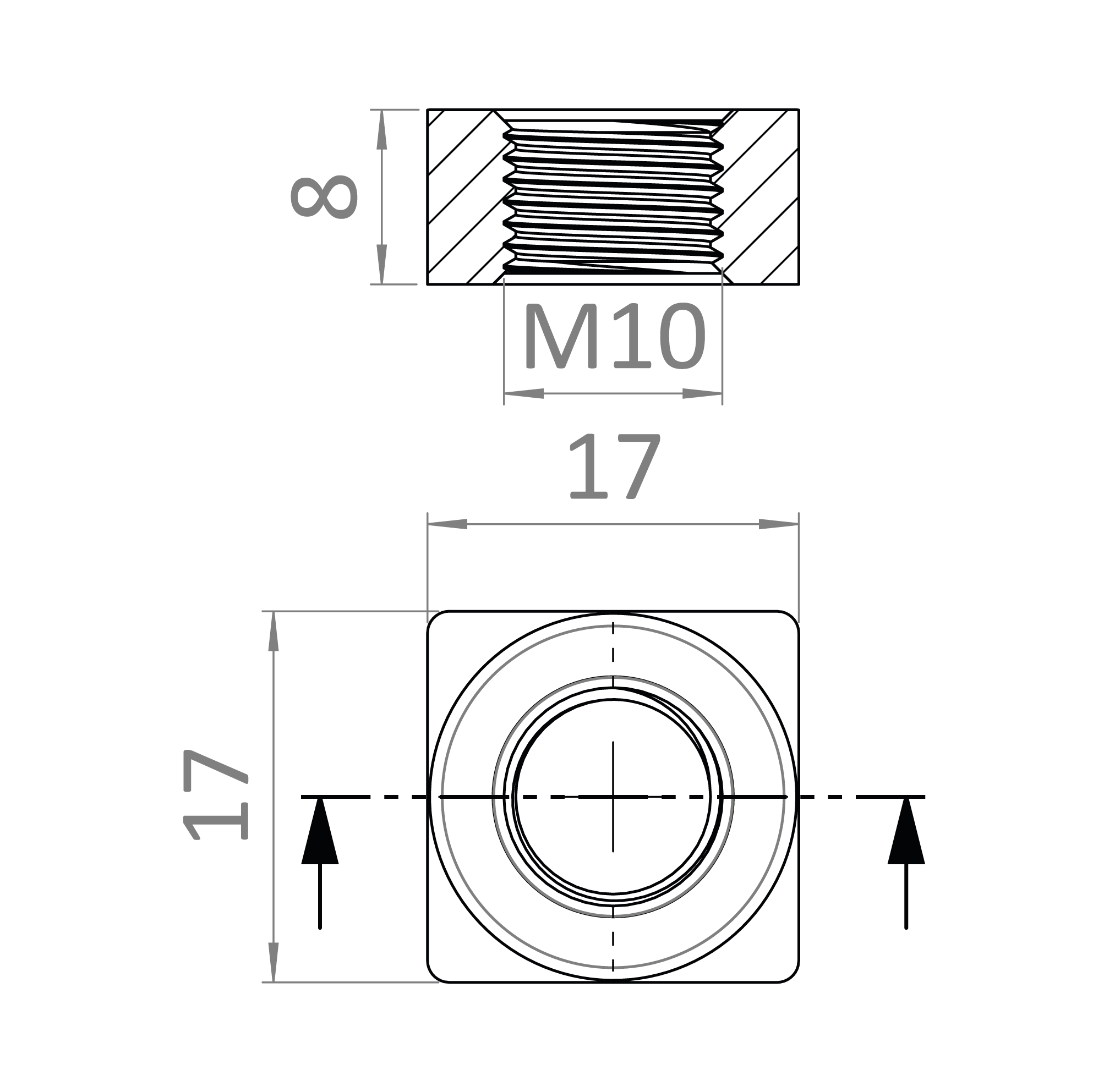 Nerezová matica (M10), DIN 557 /AISI 304