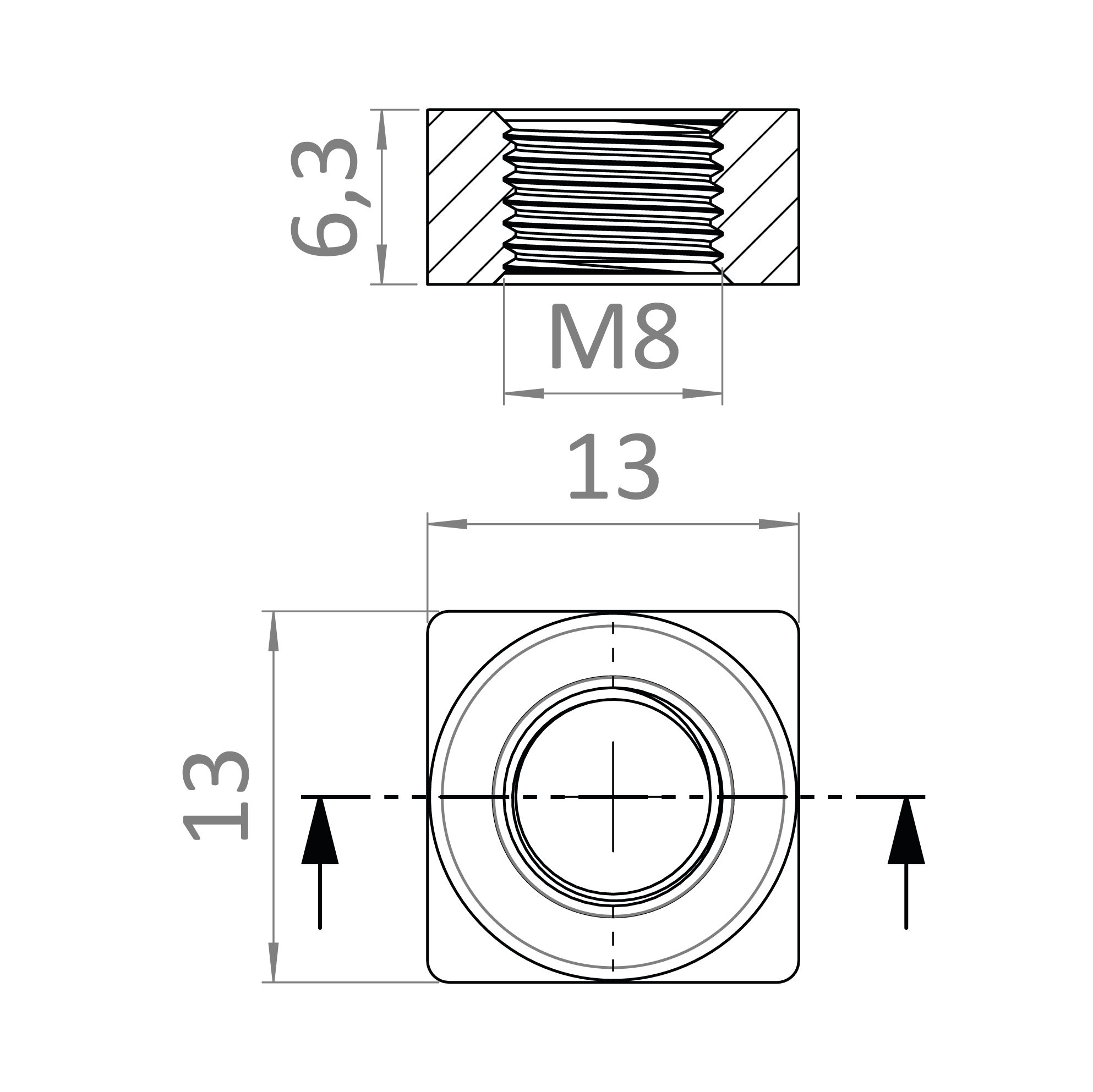 Nerezová matica (M8), DIN 557 /AISI 304