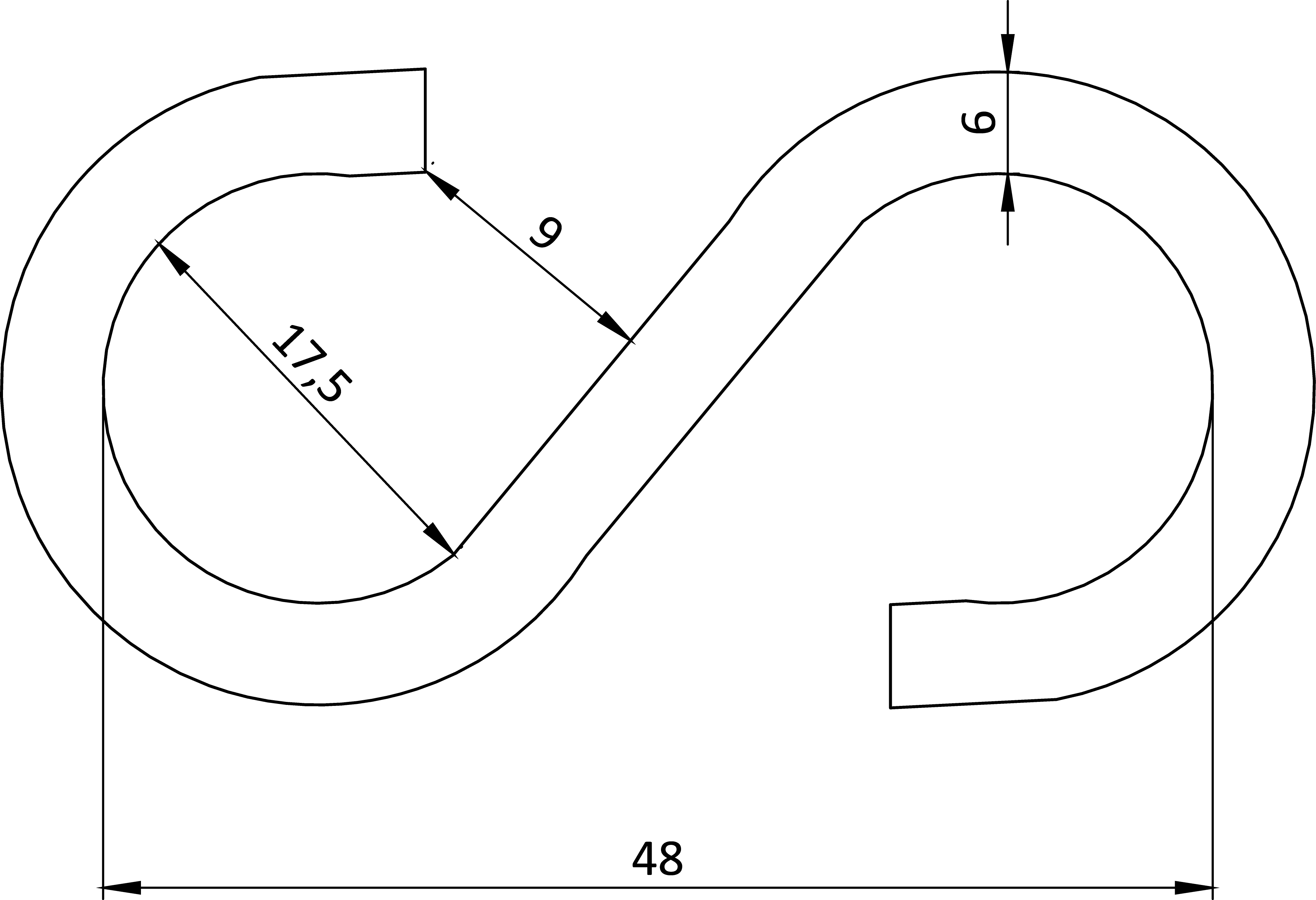 S-hák symetrický, ø 6 mm, art.8160, A4/AISI 316