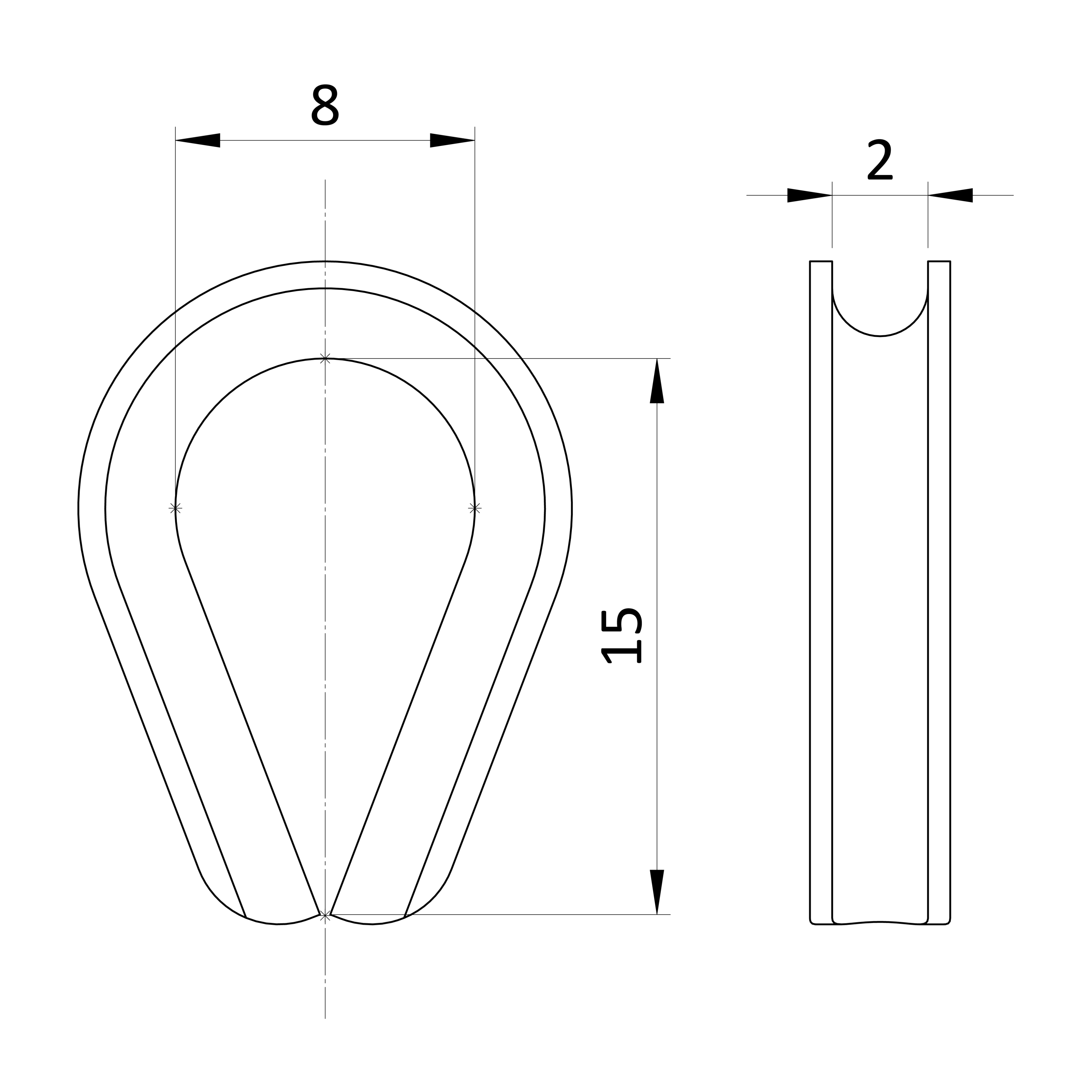 Očnica, o = 2 mm, DIN 6899, AN 9073, A4/AISI 316