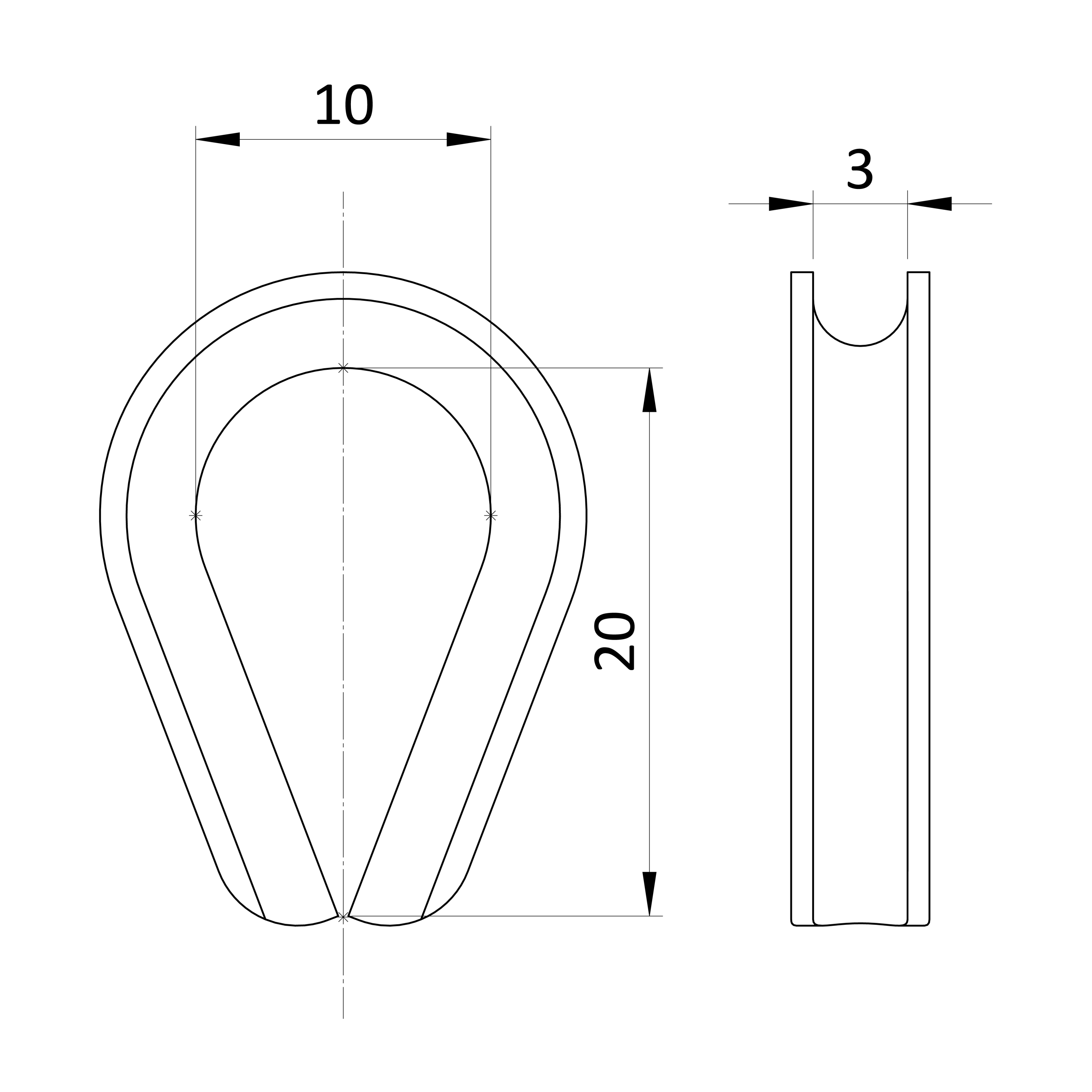 Očnica, o = 3 mm, DIN 6899, AN 9073, A4/AISI 316