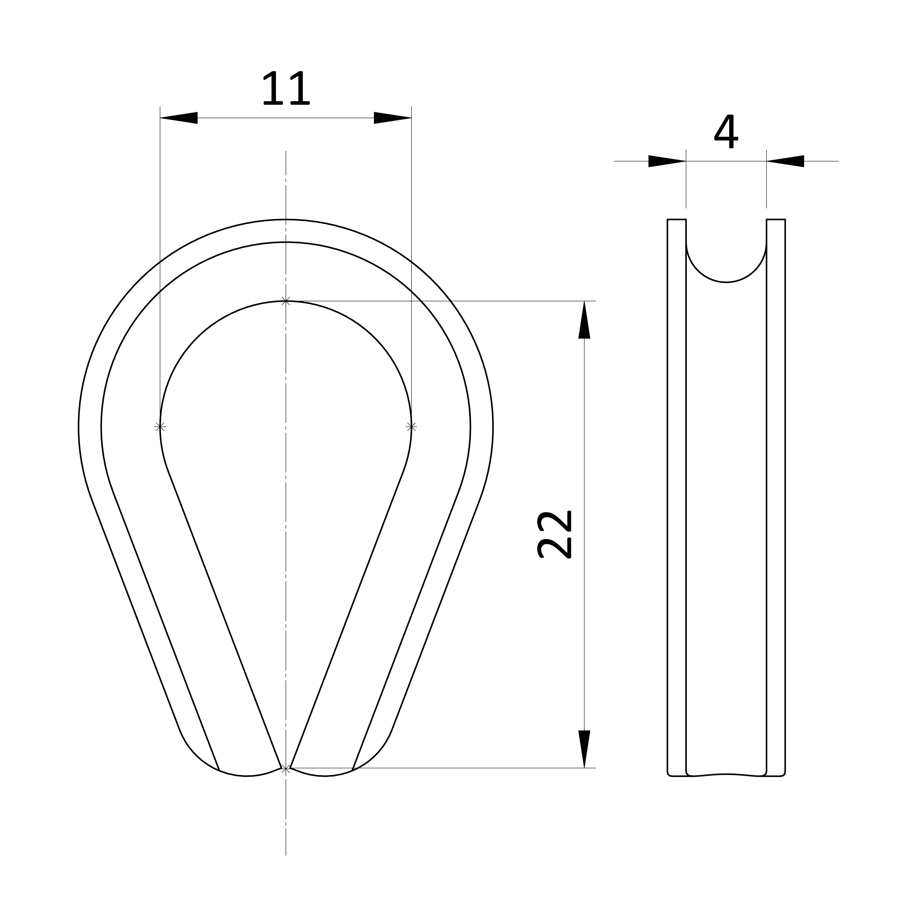 Očnica, o = 4 mm, DIN 6899, AN 9073, A4/AISI 316