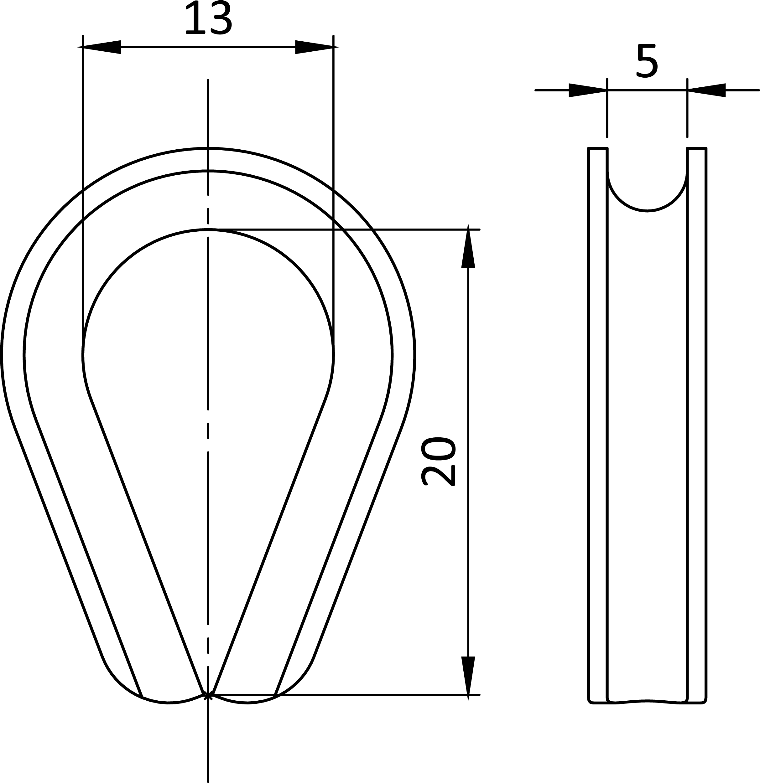 Očnica, o = 5 mm, DIN 6899, AN  9073, A4/AISI 316