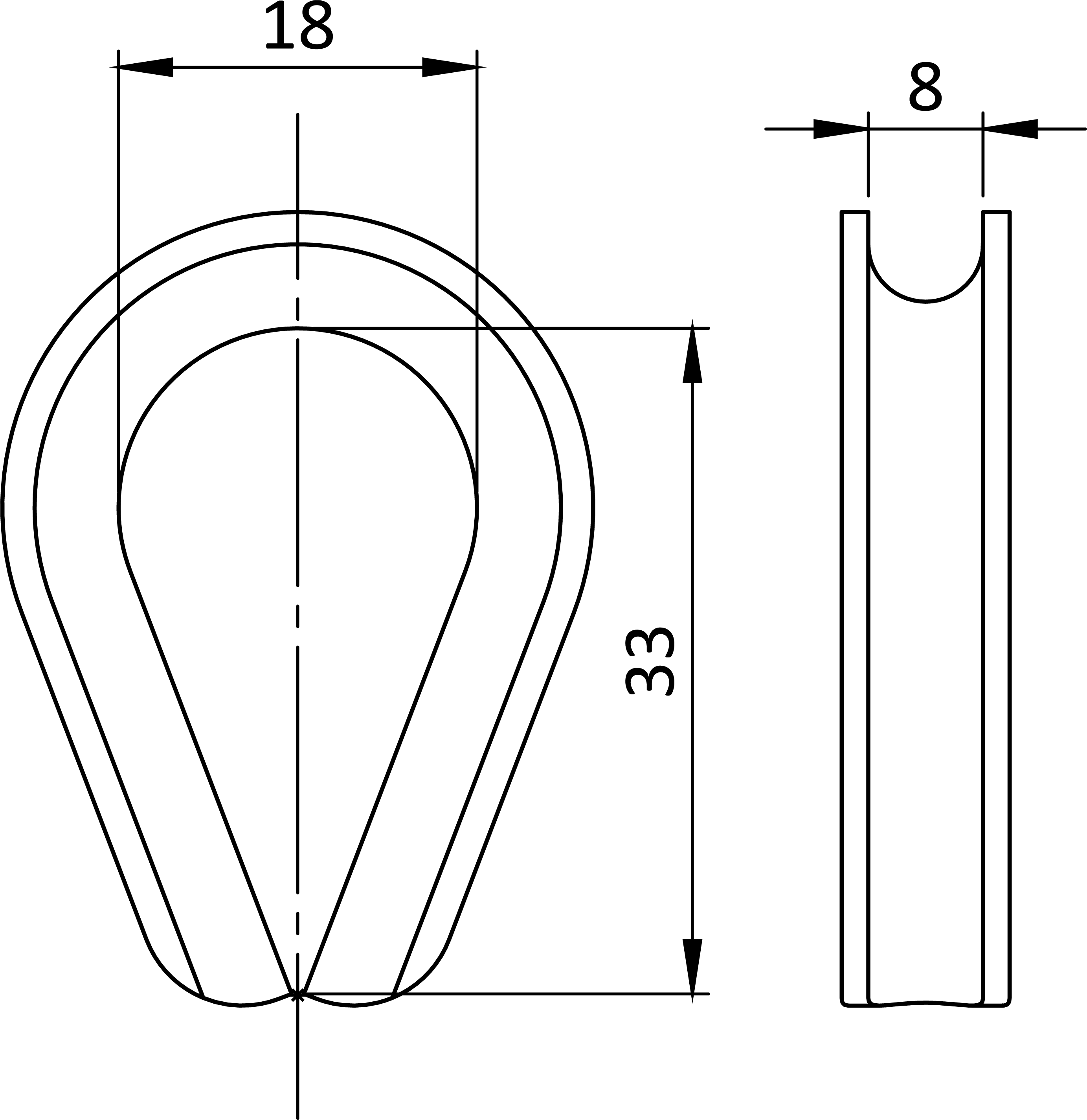 Očnica, o = 8 mm, DIN 6899, AN 9073, A4/AISI 316