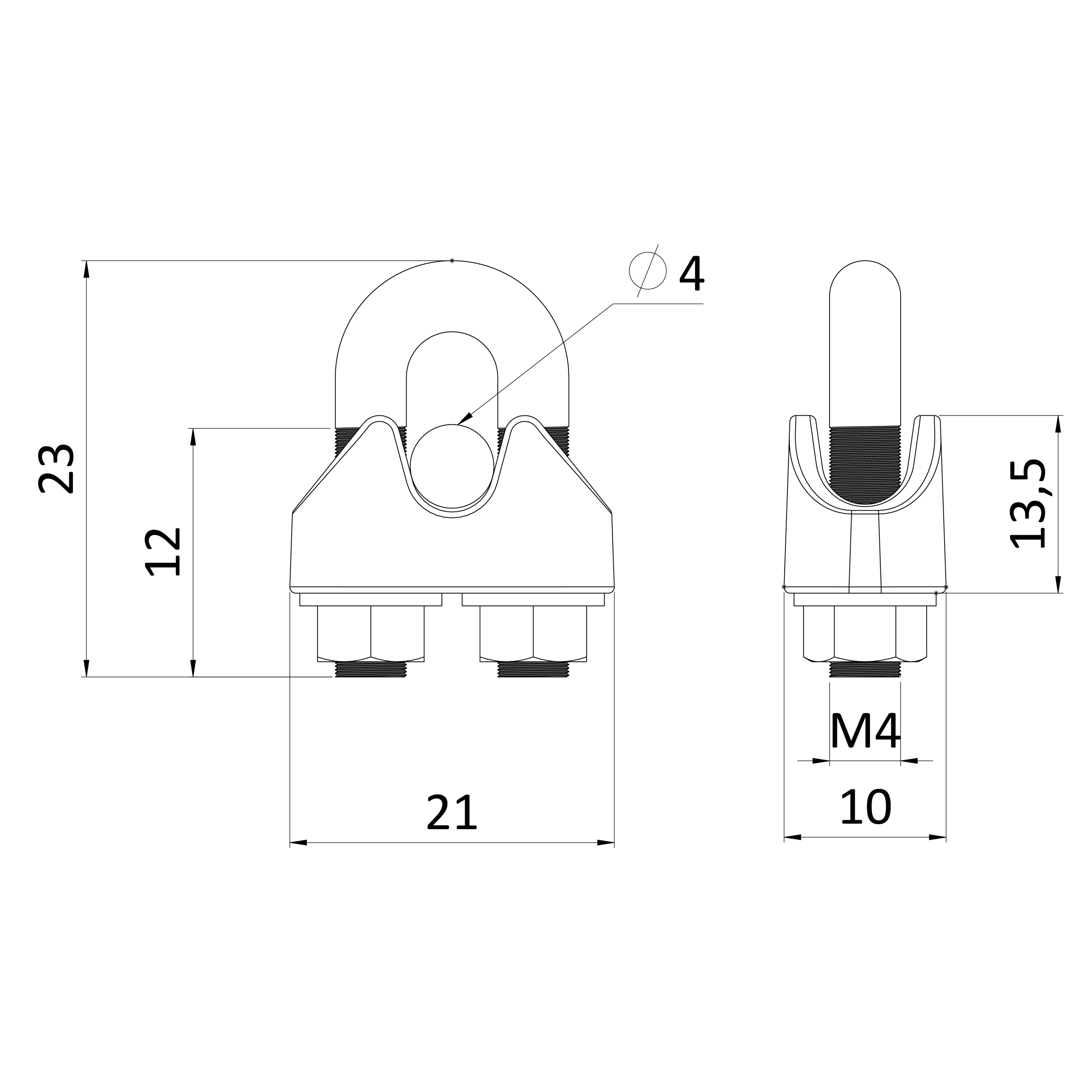 Lanová svorka, o = 4 mm, Art.8248, DIN 741, A4/AISI 316