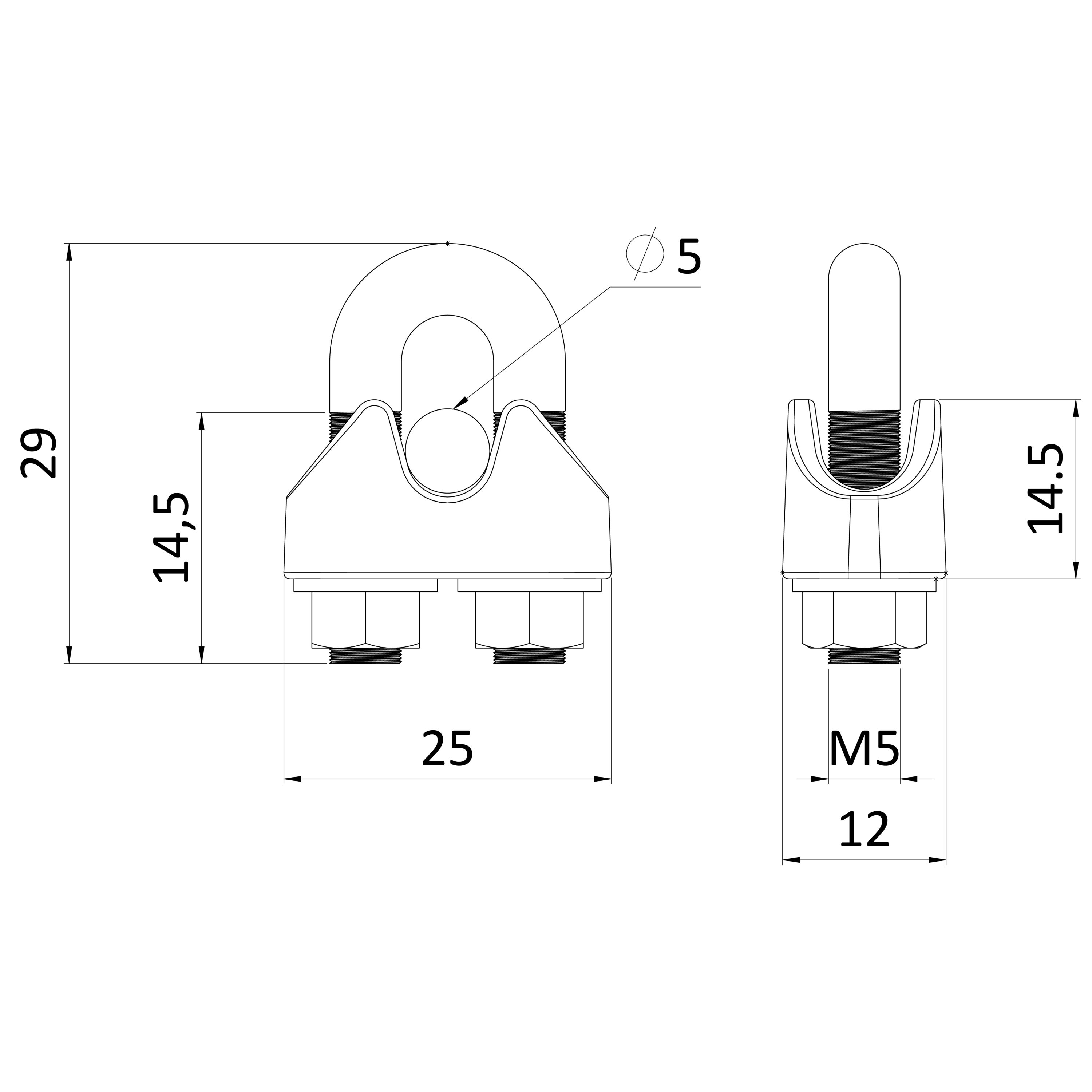 Lanová svorka, o = 5 mm, Art.8248, DIN 741, A4/AISI 316